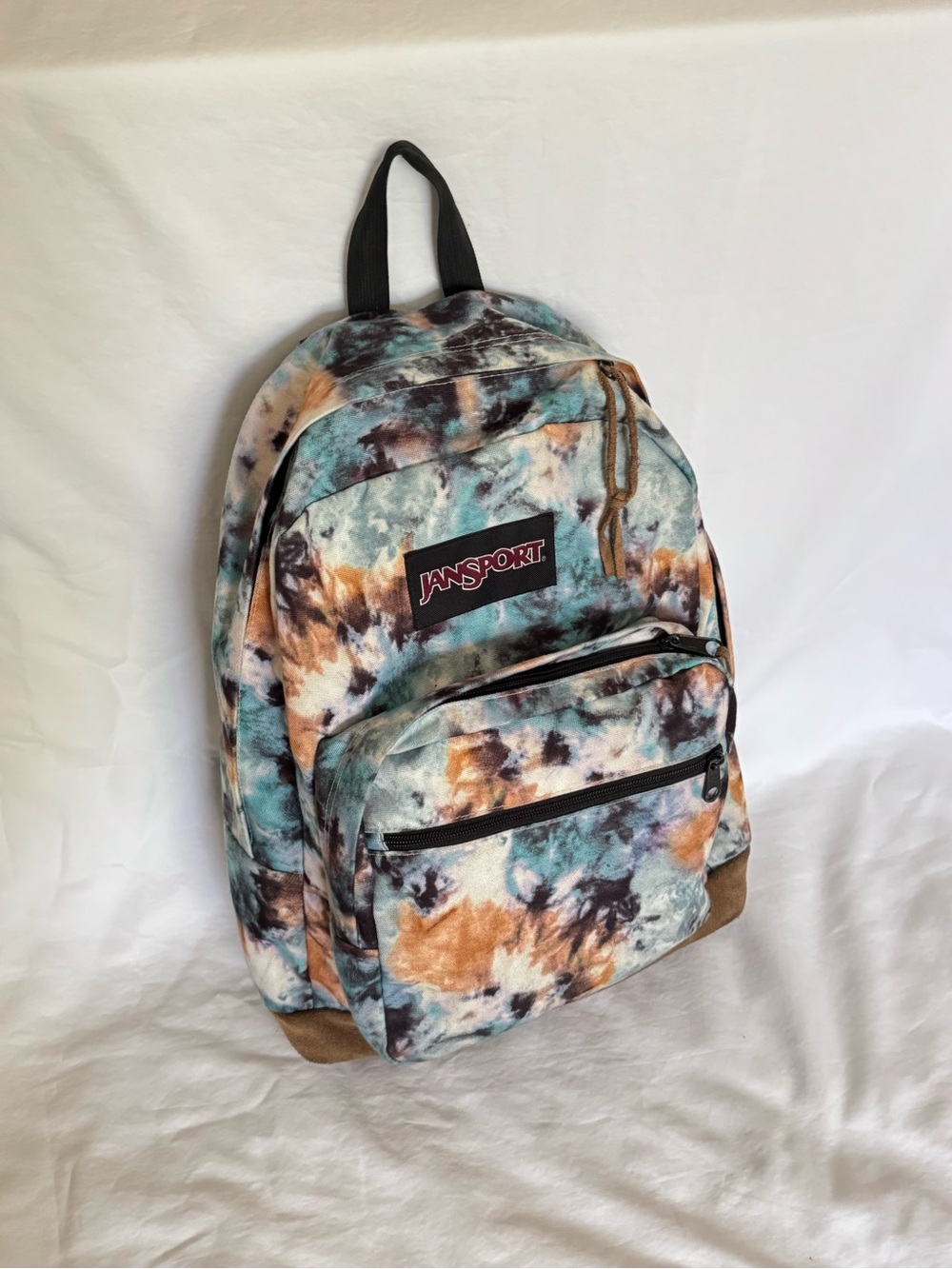 Jansport Tie-Dye Backpack in Teal, Rust & Black Accents